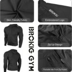 BROKIG Mens WindBreak Lightweight Running Jackets with Zip Pocket, Workout Track Hoodie Athletic Gym Sweatshirts Men - Image 6