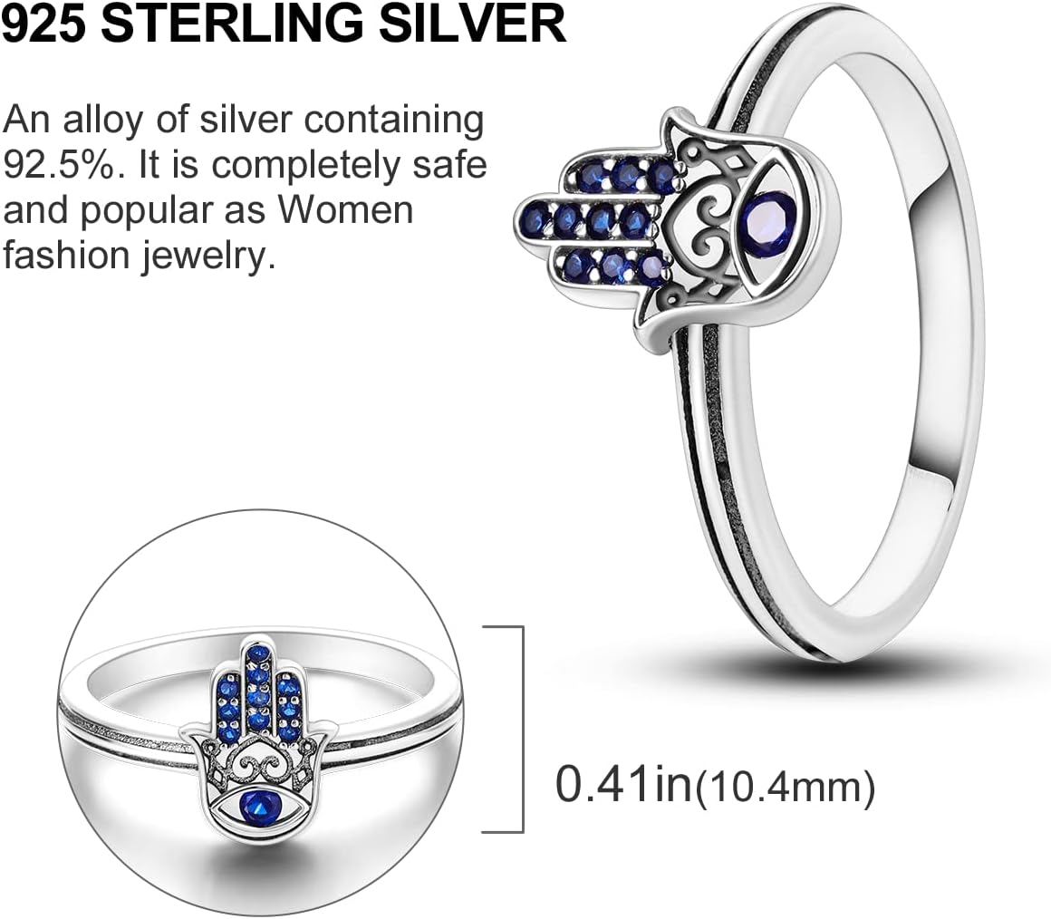 Hapour 925 Sterling Silver Gorgeous Ring with Cactus Cubic Zirconia,Stackable Vintage Rings Personalized Rings for Women Size 6-9 - Image 4