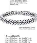 ChainsHouse Stainless Steel Cuban Link Bracelet, 8mm/12mm/17mm Width, 7.5"/8.3"/9", 18K Gold Plated Chain Wrist Bracelets for Men Women, Send Gift Box - Image 6