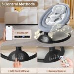 Baby Swings for Infants, Portable Baby Swing for Indoor and Outdoor, Bluetooth Baby Swing with Music Speaker, 5 Point Harness Belt, 5 Speeds and Timing - Image 3