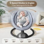 Baby Swings for Infants, Portable Baby Swing for Indoor and Outdoor, Bluetooth Baby Swing with Music Speaker, 5 Point Harness Belt, 5 Speeds and Timing - Image 7