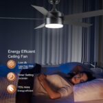 52 inch Black Ceiling Fans with Lights and Remote Control, Noiseless Modern Ceiling Fan for Bedroom, Living Room, Dining Room, Dimmable 3CCT 6-Speed ETL Listed - Image 5