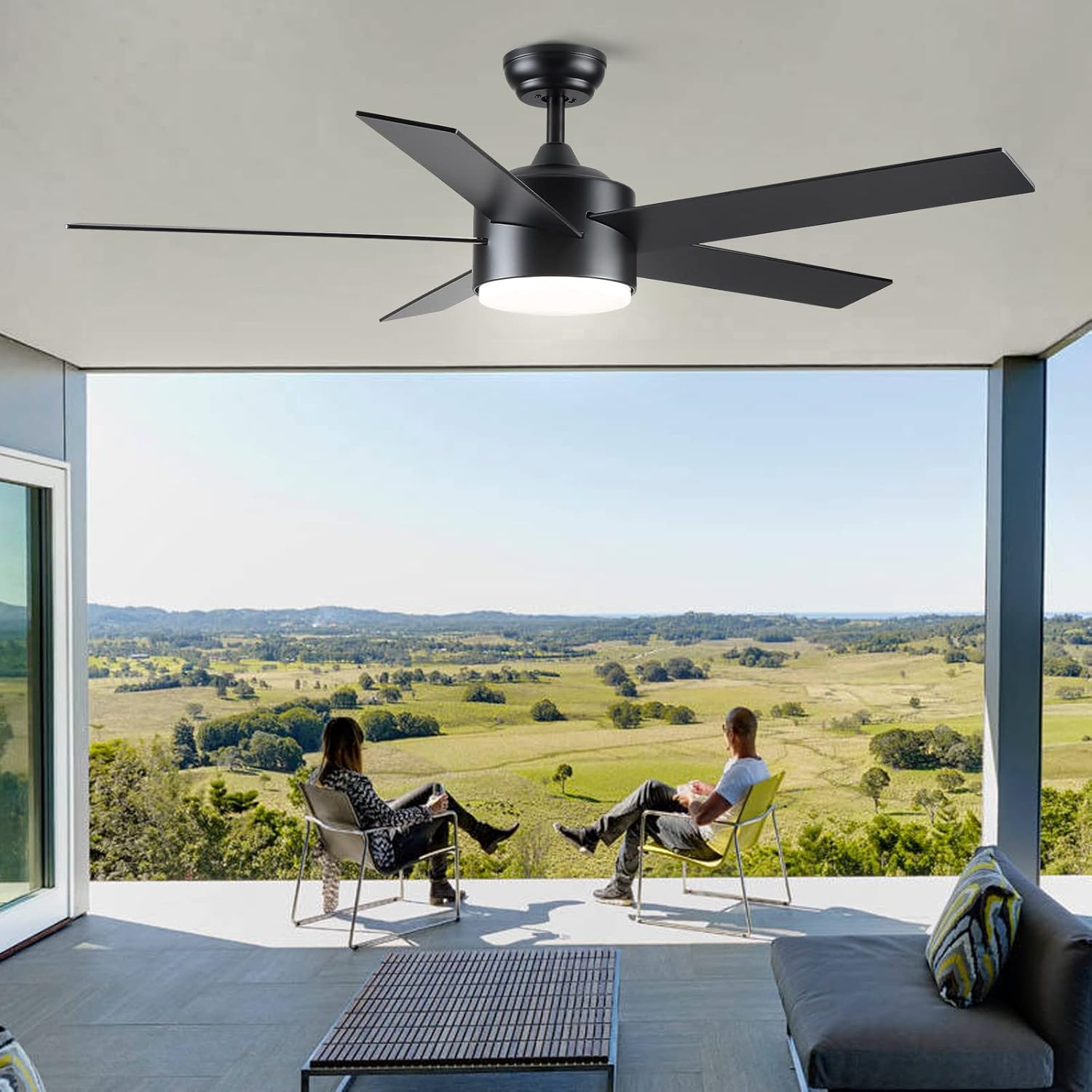52 inch Black Ceiling Fans with Lights and Remote Control, Noiseless Modern Ceiling Fan for Bedroom, Living Room, Dining Room, Dimmable 3CCT 6-Speed ETL Listed - Image 7