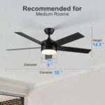 52 inch Black Ceiling Fans with Lights and Remote Control, Noiseless Modern Ceiling Fan for Bedroom, Living Room, Dining Room, Dimmable 3CCT 6-Speed ETL Listed - Image 9