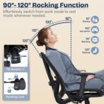 Ergonomic Office Chair, Mesh Computer Desk Chairs with Adjustable Lumbar Support, 3D Armrests, Tilt Function, Comfy Wide Seat, Swivel Executive Work Task Chair for Company and Home - Image 7