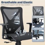 Ergonomic Office Chair, Mesh Computer Desk Chairs with Adjustable Lumbar Support, 3D Armrests, Tilt Function, Comfy Wide Seat, Swivel Executive Work Task Chair for Company and Home - Image 8