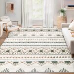 Area Rug Living Room Rugs 8x10 - Large Soft Boho Geometric Rug, Non-Slip Foldable Washable Rugs Non Shedding Morden Indoor Floor Carpet for Living Room Bedroom Office Dining Room(Brown Green,8'x10') - Image 9