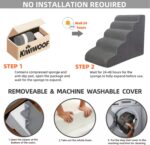 7 Step Pet Stairs Ramp for High Beds Sofas 22-42 Inch, Non-Slip Dog Stairs for Small Old Medium Large XL Dogs Cats, Sturdy 75 Pounds 33D Foam Balanced 6-Tier Ladder with Machine Washable Cover - Image 4