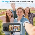 Magnetic Phone Vlog Selfie Monitor Screen - Back Camera Selfie Monitor - 1080P Display can Wirelessly Connect to Mobile Phones - Rear Camera Selfie Screen with Remote Controller(Grey) - Image 3