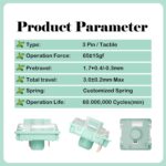 Zhouwang Gateron KS-33 Low Profile 2.0 Jade Tactile Keyboard Switches,Light Green 3-Pin 65gf RGB LED Factory Pre-lubed for MX Mechanical Keyboard(90Pcs) - Image 4