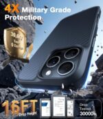 TORRAS Magnetic Shockproof for 16 Pro Max Case, [Compatible with MagSafe] [4X Military-Grade Drop Tested] Translucent Slim Protective Case for 16 Pro Max Anti-Fingerprint Anti-Scratch, Kevlar Black - Image 5