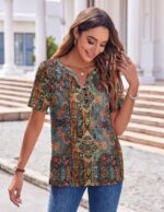 Zeagoo Womens Summer Tops Casual Short Sleeve V Neck Shirts Business Dressy Work Blouses - Image 4