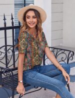 Zeagoo Womens Summer Tops Casual Short Sleeve V Neck Shirts Business Dressy Work Blouses - Image 5