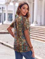 Zeagoo Womens Summer Tops Casual Short Sleeve V Neck Shirts Business Dressy Work Blouses - Image 6