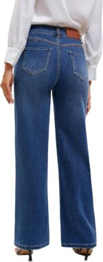 Women's High Waisted Wide Leg Jeans - Stretchy Tummy Control Denim Pants, Loose Fit Straight Leg Baggy Jeans - Image 3