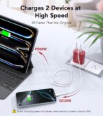 40W USB C Wall Charger, 2-Pack Super Fast Charging Block PD+QC 4 Port Charger Cube for iPhone 16,iPad Pro/Mini/Air, iPod Nano, iPod Touch, Switch, Smart Phone, Smartwatches and Tablet(Red) - Image 4