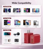 40W USB C Wall Charger, 2-Pack Super Fast Charging Block PD+QC 4 Port Charger Cube for iPhone 16,iPad Pro/Mini/Air, iPod Nano, iPod Touch, Switch, Smart Phone, Smartwatches and Tablet(Red) - Image 5