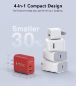 40W USB C Wall Charger, 2-Pack Super Fast Charging Block PD+QC 4 Port Charger Cube for iPhone 16,iPad Pro/Mini/Air, iPod Nano, iPod Touch, Switch, Smart Phone, Smartwatches and Tablet(Red) - Image 6