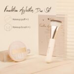 DUcare Foundation Brush for Liquid Makeup, Flat Top Professional Kabuki Brush with Puff Buffing Blending Mineral Powder Large Makeup Face Brush - Image 3