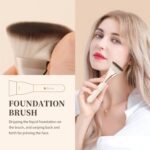DUcare Foundation Brush for Liquid Makeup, Flat Top Professional Kabuki Brush with Puff Buffing Blending Mineral Powder Large Makeup Face Brush - Image 6