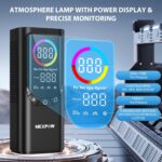 Tire Inflator Portable Air Compressor, NEXPOW 150PSI & 9000mAh Cordless Air Pump with Digital Tire Pressure Gauge, Accurate Dual LCD Display & LED Light, Tire Inflator for Car,Motorcycle,Bike,Balls - Image 3