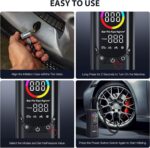 Tire Inflator Portable Air Compressor, NEXPOW 150PSI & 9000mAh Cordless Air Pump with Digital Tire Pressure Gauge, Accurate Dual LCD Display & LED Light, Tire Inflator for Car,Motorcycle,Bike,Balls - Image 10