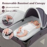 Portable Baby Playard 4 in 1 Design, Foldable Baby Playpen with Removable Bassinet, Canopy and Changing Table, Infant Playrad, Nursery Center Travel Crib - Image 4