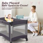 Portable Baby Playard 4 in 1 Design, Foldable Baby Playpen with Removable Bassinet, Canopy and Changing Table, Infant Playrad, Nursery Center Travel Crib - Image 8