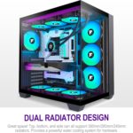 F600 PC Case - Pre-Installed 7 PWM ARGB Fan, ATX Mid-Tower Gaming PC Case, 270° Panoramic Glass with Type-C, FOIFKIN (Black, F600) - Image 3