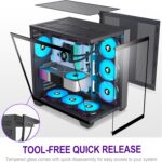 F600 PC Case - Pre-Installed 7 PWM ARGB Fan, ATX Mid-Tower Gaming PC Case, 270° Panoramic Glass with Type-C, FOIFKIN (Black, F600) - Image 4