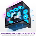 F600 PC Case - Pre-Installed 7 PWM ARGB Fan, ATX Mid-Tower Gaming PC Case, 270° Panoramic Glass with Type-C, FOIFKIN (Black, F600) - Image 5