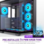 F600 PC Case - Pre-Installed 7 PWM ARGB Fan, ATX Mid-Tower Gaming PC Case, 270° Panoramic Glass with Type-C, FOIFKIN (Black, F600) - Image 6