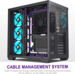 F600 PC Case - Pre-Installed 7 PWM ARGB Fan, ATX Mid-Tower Gaming PC Case, 270° Panoramic Glass with Type-C, FOIFKIN (Black, F600) - Image 10