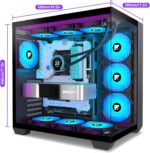 F600 PC Case - Pre-Installed 7 PWM ARGB Fan, ATX Mid-Tower Gaming PC Case, 270° Panoramic Glass with Type-C, FOIFKIN (Black, F600) - Image 12