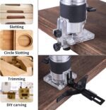 Wood Router + 15PCS 1/4" Router Bit Set Router Tool 800W Wood Routers for Woodworking Electric Hand Tool, 30000R/MIN Compact Edge Trimmer Laminate Milling Engraving with Tungsten Carbide - Image 4