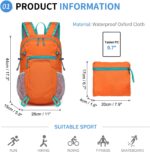 Hiking Daypack Packable, Camping Backpack Water Resistant Lightweight Polyester for Men Women Travel Outdoor - Image 3