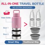 Insulated Dog Travel Water Bottle With Detachable Bowls, 3 In 1 Portable Dog Water Bottle Dispenser, Dog Accessories For Walking, Hiking, Camping, Outdoor (Pink-purple, 32 Oz) - Image 4