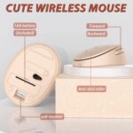 Wireless Keyboard and Mouse, KOOTOP Cute Keyboard and Mouse, 2.4G Wireless Keyboard with Retro Round Keycap for PC, Mac, Laptop,Computer Windows (Milk Tea) - Image 5