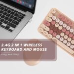 Wireless Keyboard and Mouse, KOOTOP Cute Keyboard and Mouse, 2.4G Wireless Keyboard with Retro Round Keycap for PC, Mac, Laptop,Computer Windows (Milk Tea) - Image 6