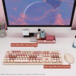 Wireless Keyboard and Mouse, KOOTOP Cute Keyboard and Mouse, 2.4G Wireless Keyboard with Retro Round Keycap for PC, Mac, Laptop,Computer Windows (Milk Tea) - Image 8