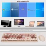 Wireless Keyboard and Mouse, KOOTOP Cute Keyboard and Mouse, 2.4G Wireless Keyboard with Retro Round Keycap for PC, Mac, Laptop,Computer Windows (Milk Tea) - Image 9