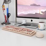 Wireless Keyboard and Mouse, KOOTOP Cute Keyboard and Mouse, 2.4G Wireless Keyboard with Retro Round Keycap for PC, Mac, Laptop,Computer Windows (Milk Tea) - Image 10