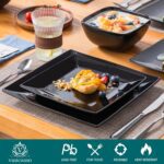 vancasso Soho Dinnerware Sets 12 Pieces, Black Stoneware Square Place Setting, Plates and Bowls Sets, Dinner Plate, Dishes Set for 4 - Image 4