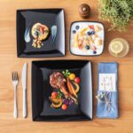 vancasso Soho Dinnerware Sets 12 Pieces, Black Stoneware Square Place Setting, Plates and Bowls Sets, Dinner Plate, Dishes Set for 4 - Image 6