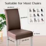 Alishomtll PU Chair Covers Set of 4/6 Leather Stretch Universal Chair Slipcovers Waterproof Elastic Dining Room Chair Covers Washable Chairs Protection for Kitchen Restaurant Hotel (Brown, 6 pcs) - Image 7