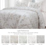 Exclusivo Mezcla Reversible Boho Quilt Set King Size, 3 Pieces Flowers White All Season Bedspreads, Ultra Soft Floral Coverlet Bedding Set with Printed Pattern (1 Quilt, 2 Pillow Shams) - Image 8