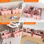 Lifewit 2-Pack Plastic Divided Caddy Organizer with Handle, Portable Art Supply Storage Organizer for Craft Supplies, Cosmetics, Holds Pencil, Crayon, Brushes, Hair Product, Dorm Shower Caddy, Pink - Image 5