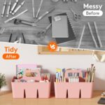 Lifewit 2-Pack Plastic Divided Caddy Organizer with Handle, Portable Art Supply Storage Organizer for Craft Supplies, Cosmetics, Holds Pencil, Crayon, Brushes, Hair Product, Dorm Shower Caddy, Pink - Image 10