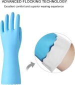 Bamllum Rubber Cleaning Gloves - 3 Pairs Latex Free Kitchen Cleaning Gloves with Cotton Liner- Household Dishwashing Gloves, Non- Slip Waterproof (Small, Blue+Pink+White) - Image 3