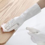 Bamllum Rubber Cleaning Gloves - 3 Pairs Latex Free Kitchen Cleaning Gloves with Cotton Liner- Household Dishwashing Gloves, Non- Slip Waterproof (Small, Blue+Pink+White) - Image 5